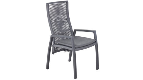 Gartenstuhl /-sessel Interliving aus Kunstfaser in Anthrazit Interliving Gartenmöbel Serie 7011 - Positionsstuhl anthrazitfarbenes Rope, TEXTILENE® & Aluminium