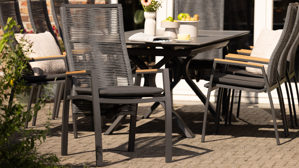 Gartenstuhl /-sessel Interliving aus Kunstfaser in Holzfarben Interliving Gartenmöbel Serie 7011 - Positionsstuhl Teak, anthrazitfarbenes Rope, TEXTILENE® & Aluminium