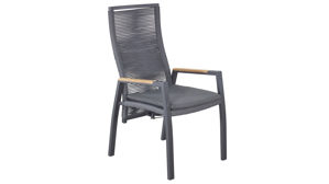 Gartenstuhl /-sessel Interliving aus Kunstfaser in Holzfarben Interliving Gartenmöbel Serie 7011 - Positionsstuhl Teak, anthrazitfarbenes Rope, TEXTILENE® & Aluminium
