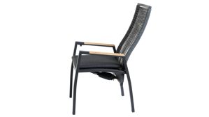 Gartenstuhl /-sessel Interliving aus Kunstfaser in Holzfarben Interliving Gartenmöbel Serie 7011 - Positionsstuhl Teak, anthrazitfarbenes Rope, TEXTILENE® & Aluminium