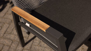 Gartenstuhl /-sessel Interliving aus Kunstfaser in Holzfarben Interliving Gartenmöbel Serie 7011 - Armlehnstuhl Teak, anthrazitfarbenes Rope, TEXTILENE® & Aluminium