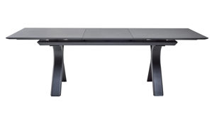 Gartentisch Interliving aus Stein in Grau Interliving Gartenmöbel Serie 7011 - Ausziehtisch gesinterter grauer Stein & anthrazitfarbenes Aluminium - ca 180 - 240 x 100 cm