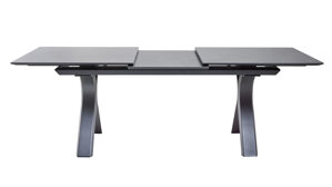 Gartentisch Interliving aus Stein in Grau Interliving Gartenmöbel Serie 7011 - Ausziehtisch gesinterter grauer Stein & anthrazitfarbenes Aluminium - ca 180 - 240 x 100 cm