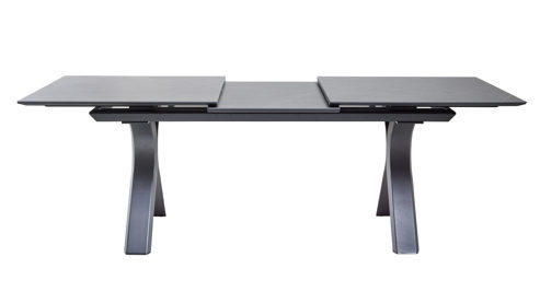 Gartentisch Interliving aus Stein in Grau Interliving Gartenmöbel Serie 7011 - Ausziehtisch gesinterter grauer Stein & anthrazitfarbenes Aluminium - ca 180 - 240 x 100 cm