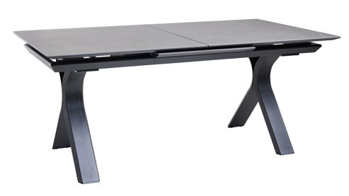 Gartentisch Interliving aus Stein in Grau Interliving Gartenmöbel Serie 7011 - Ausziehtisch gesinterter grauer Stein & anthrazitfarbenes Aluminium - ca 180 - 240 x 100 cm