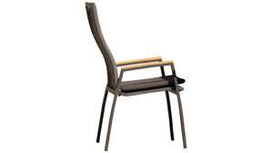 Gartenstuhl /-sessel Interliving aus Kunstfaser in Holzfarben Interliving Gartenmöbel Serie 7011 - Armlehnstuhl Teak, anthrazitfarbenes Rope, TEXTILENE® & Aluminium