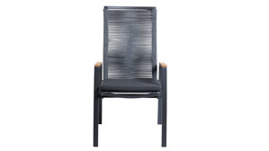 Gartenstuhl /-sessel Interliving aus Kunstfaser in Holzfarben Interliving Gartenmöbel Serie 7011 - Armlehnstuhl Teak, anthrazitfarbenes Rope, TEXTILENE® & Aluminium