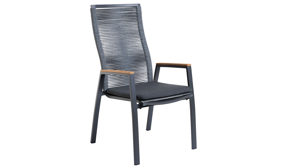 Gartenstuhl /-sessel Interliving aus Kunstfaser in Holzfarben Interliving Gartenmöbel Serie 7011 - Armlehnstuhl Teak, anthrazitfarbenes Rope, TEXTILENE® & Aluminium