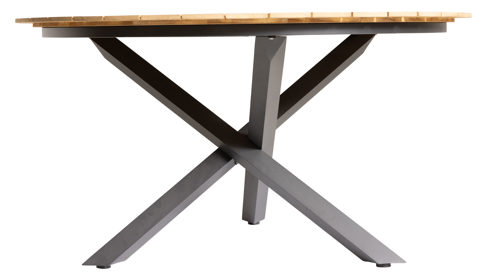 Gartentisch Interliving aus Holz in Holzfarben Interliving Gartenmöbel Serie 7011 - Esstisch Teakholz & anthrazitfarbenes Aluminium - Durchmesser ca. 140 cm
