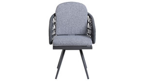 Gartenstuhl /-sessel Interliving aus Kunstfaser in Grau Interliving Gartenmöbel Serie 7012 - Drehsessel grauer Olefin-Teddybezug, anthrazitfarbenes Rope & Aluminium
