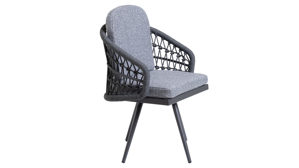 Gartenstuhl /-sessel Interliving aus Kunstfaser in Grau Interliving Gartenmöbel Serie 7012 - Drehsessel grauer Olefin-Teddybezug, anthrazitfarbenes Rope & Aluminium