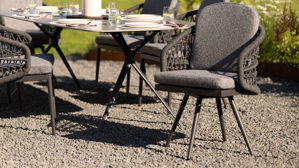 Gartenstuhl /-sessel Interliving aus Kunstfaser in Grau Interliving Gartenmöbel Serie 7012 - Drehsessel grauer Olefin-Teddybezug, anthrazitfarbenes Rope & Aluminium