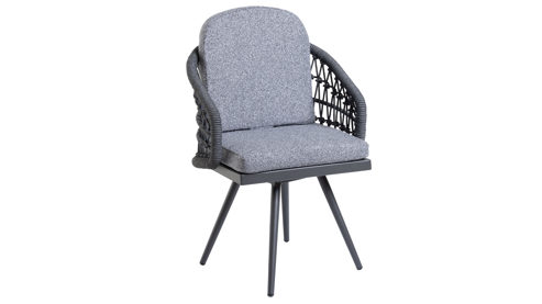 Gartenstuhl /-sessel Interliving aus Kunstfaser in Grau Interliving Gartenmöbel Serie 7012 - Drehsessel grauer Olefin-Teddybezug, anthrazitfarbenes Rope & Aluminium