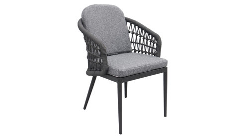Gartenstuhl /-sessel Interliving aus Kunstfaser in Hellgrau Interliving Gartenmöbel Serie 7012 - Gartensessel hellgrauer Olefin-Teddybezug, Rope & Aluminium