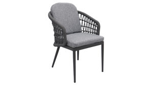 Gartenmöbel-Set Interliving aus Metall in Grau Interliving Gartenmöbel Serie 7012 - Essgruppe mit Diningsesseln hellgrauer Olefin-Teddybezug, Rope, gesinterter grauer Stein & anthrazitfarbenes Aluminium