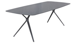 Gartentisch Interliving aus Stein in Grau Interliving Gartenmöbel Serie 7012 - Esstisch gesinterter grauer Stein & anthrazitfarbenes Aluminium - ca. 220 x 100 cm