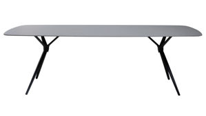 Gartentisch Interliving aus Stein in Grau Interliving Gartenmöbel Serie 7012 - Esstisch gesinterter grauer Stein & anthrazitfarbenes Aluminium - ca. 220 x 100 cm