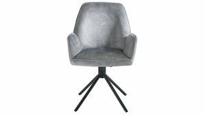 Vierfußstuhl Mca furniture aus Stoff in Hellgrau Armlehnstuhl Ottawa grauer Velours