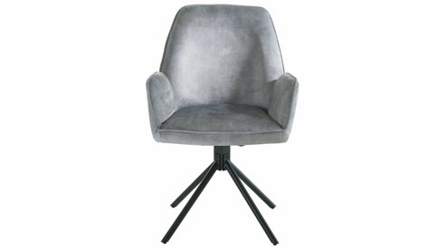 Vierfußstuhl Mca furniture aus Stoff in Hellgrau Armlehnstuhl Ottawa grauer Velours