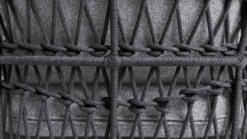 Lounge-Gruppe Interliving aus Kunstfaser in Grau Interliving Gartenmöbel Serie 7013 - Loungemöbel-Set mit Couchtisch grauer Olefin-Teddybezug, Rope, Aluminium & Sinterstein - vierteilig