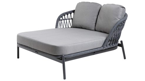 Gartenliege Interliving aus Kunstfaser in Grau Interliving Gartenmöbel Serie 7013 - Doppelliege grauer Olefin-Teddybezug, Rope & Aluminium