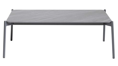 Gartentisch Interliving aus Stein in Grau Interliving Gartenmöbel Serie 7013 - Couchtisch gesinterter grauer Stein & anthrazitfarbenes Aluminium - ca. 120 x 60 cm