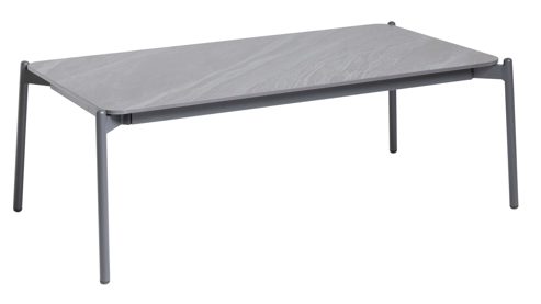 Gartentisch Interliving aus Stein in Grau Interliving Gartenmöbel Serie 7013 - Couchtisch gesinterter grauer Stein & anthrazitfarbenes Aluminium - ca. 120 x 60 cm