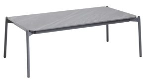 Gartentisch Interliving aus Stein in Grau Interliving Gartenmöbel Serie 7013 - Couchtisch gesinterter grauer Stein & anthrazitfarbenes Aluminium - ca. 120 x 60 cm