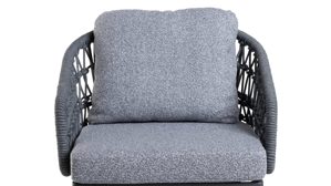 Gartenmöbel-Set Interliving aus Kunstfaser in Grau Interliving Gartenmöbel Serie 7013 - Loungemöbel-Set mit Couchtisch grauer Olefin-Teddybezug, Rope, Aluminium & Sinterstein - vierteilig