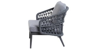 Gartenmöbel-Set Interliving aus Kunstfaser in Grau Interliving Gartenmöbel Serie 7013 - Loungemöbel-Set mit Couchtisch grauer Olefin-Teddybezug, Rope, Aluminium & Sinterstein - vierteilig