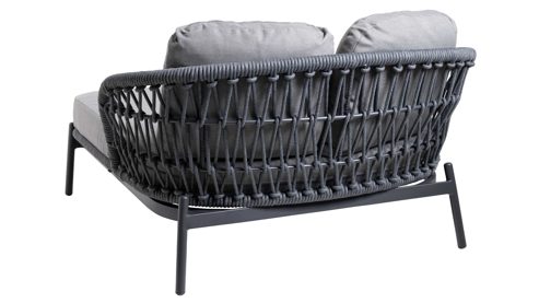 Lounge-Gruppe Interliving aus Kunstfaser in Grau Interliving Gartenmöbel Serie 7013 - Loungemöbel-Set grauer Olefin-Teddybezug, Rope & Aluminium - dreiteilig