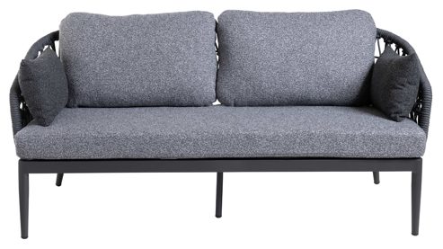 Gartenmöbel-Set Interliving aus Kunstfaser in Grau Interliving Gartenmöbel Serie 7013 - Loungemöbel-Set grauer Olefin-Teddybezug, Rope & Aluminium - dreiteilig