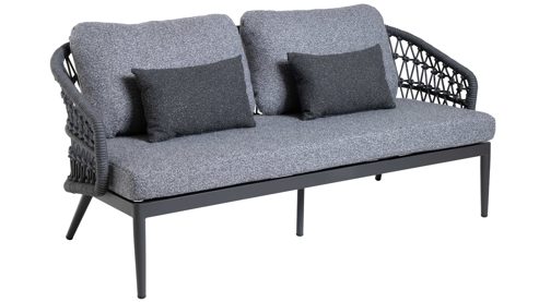 Gartenmöbel-Set Interliving aus Kunstfaser in Grau Interliving Gartenmöbel Serie 7013 - Loungemöbel-Set grauer Olefin-Teddybezug, Rope & Aluminium - dreiteilig