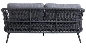 Lounge-Gruppe Interliving aus Kunstfaser in Grau Interliving Gartenmöbel Serie 7013 - Loungemöbel-Set grauer Olefin-Teddybezug, Rope & Aluminium - dreiteilig