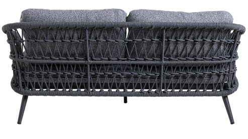 Gartenmöbel-Set Interliving aus Kunstfaser in Grau Interliving Gartenmöbel Serie 7013 - Loungemöbel-Set grauer Olefin-Teddybezug, Rope & Aluminium - dreiteilig