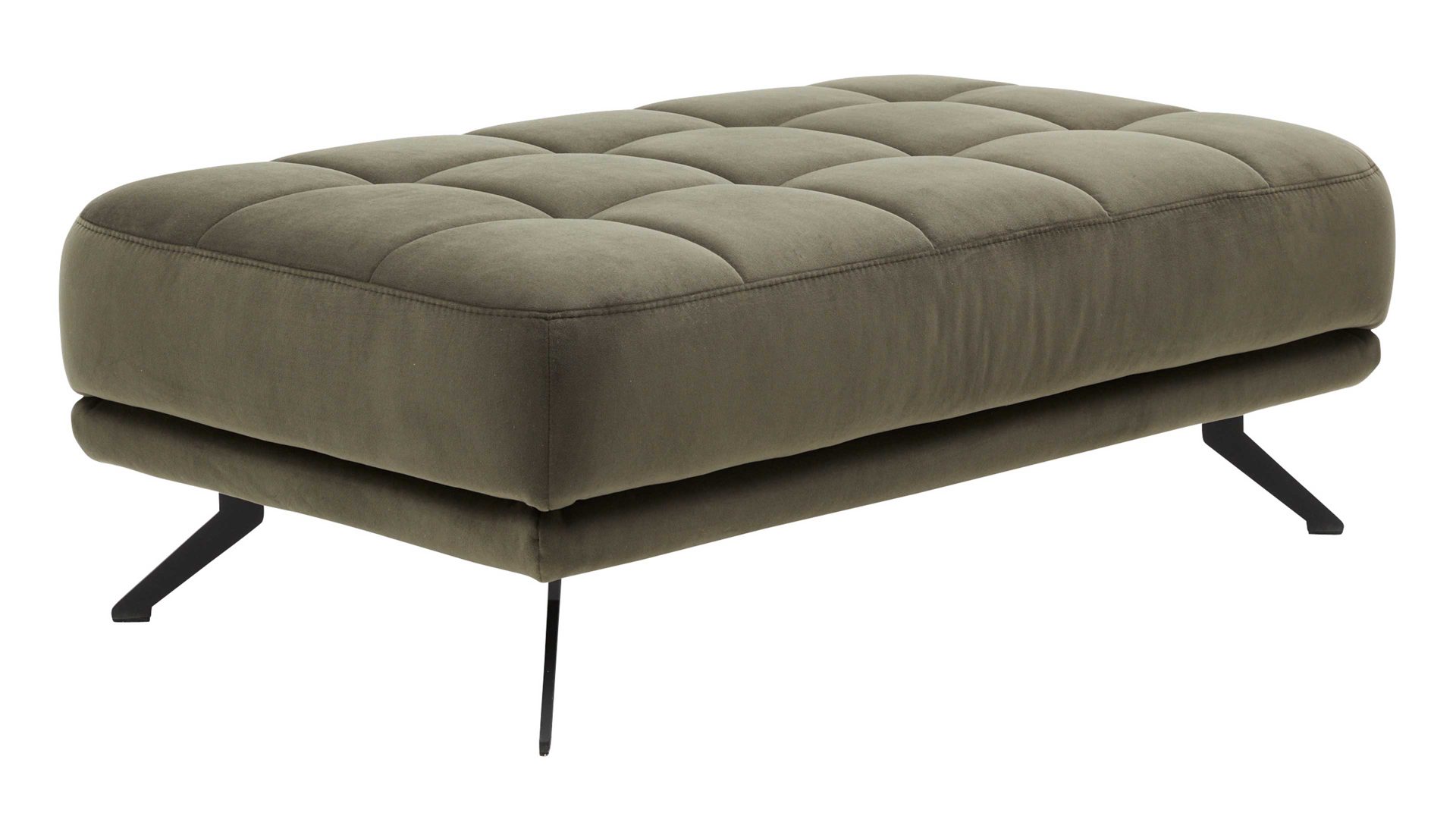 Polsterhocker Interliving aus Stoff in Dunkelgrün Interliving Sofa Serie 4303 – XXL-Hocker olivfarbene Wirkware Salsa - ca. 126 x 76 cm