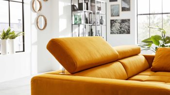 Dreisitzer Interliving aus Stoff in Orange Interliving Sofa Serie 4303 – Dreisitzer curryfarbene Wirkware Salsa - Länge ca. 210 cm