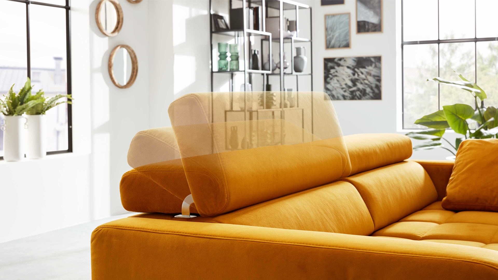 Dreisitzer Interliving aus Stoff in Orange Interliving Sofa Serie 4303 – Dreisitzer curryfarbene Wirkware Salsa - Länge ca. 210 cm