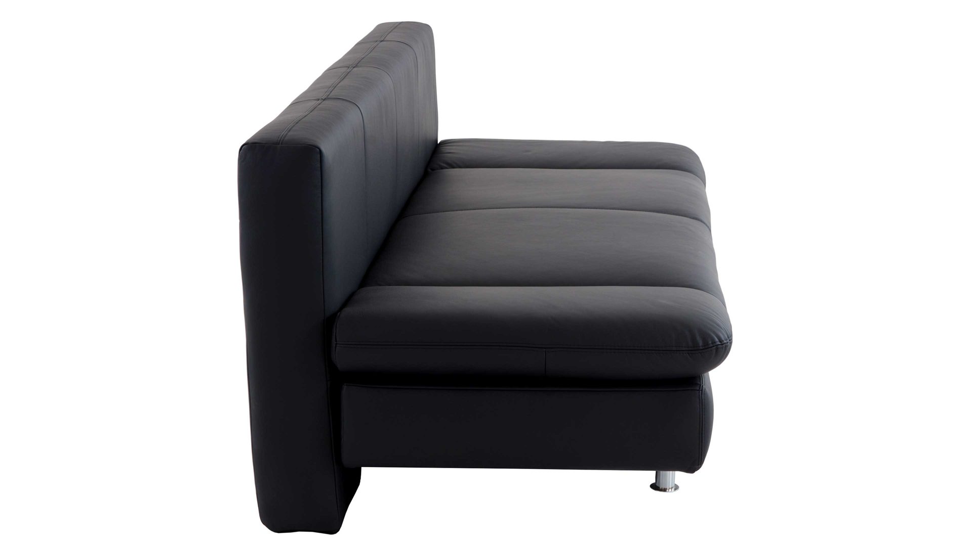 Schlafsofa comfortmaster besser sitzen, liegen, leben aus Leder in Schwarz Comfortmaster Schlafsofa Mia schwarzes Leder 10-1014 & verchromte Metallfüße - Breite ca. 200 cm