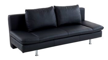 Schlafsofa comfortmaster besser sitzen, liegen, leben aus Leder in Schwarz Comfortmaster Schlafsofa Mia schwarzes Leder 10-1014 & verchromte Metallfüße - Breite ca. 200 cm