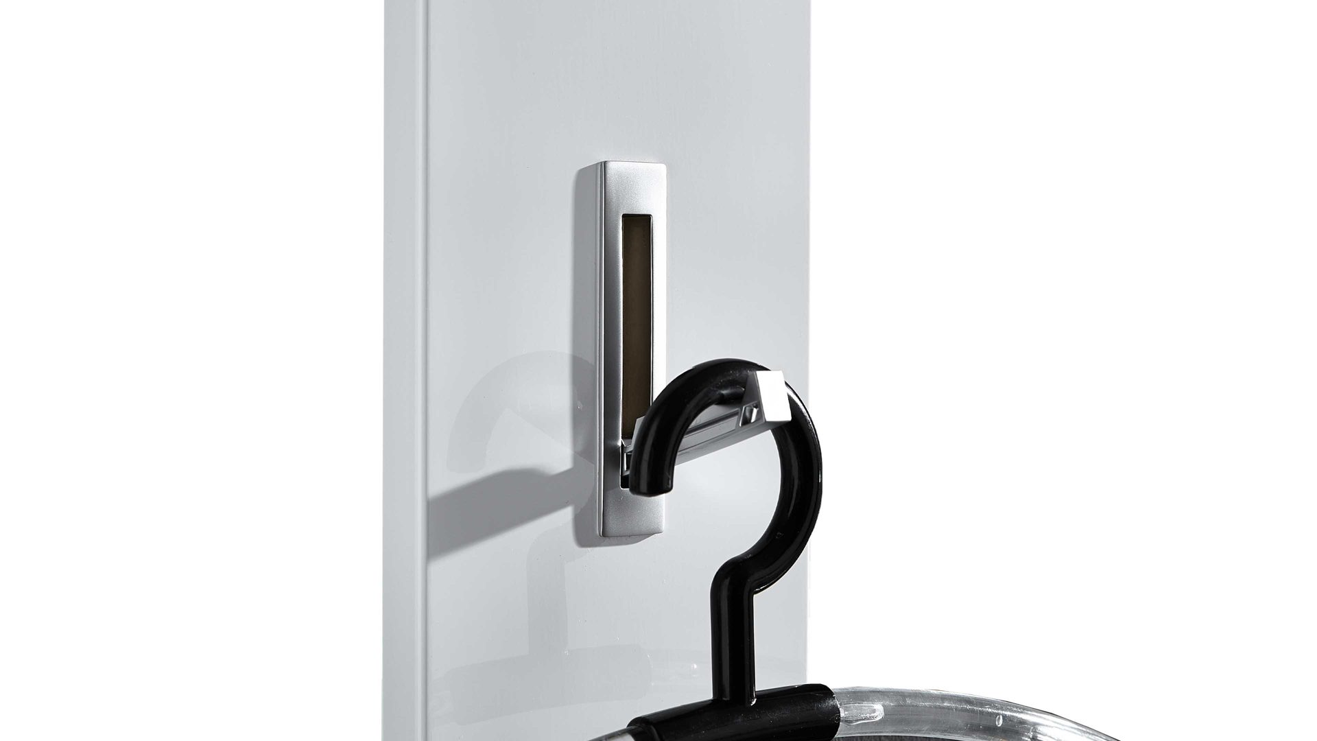 Wandgarderobe Germania aus Holz in Weiß Wandgarderobe Colorado bzw. Garderobenpaneel weiße Hochglanzoberflächen - drei Klapp-Kleiderhaken