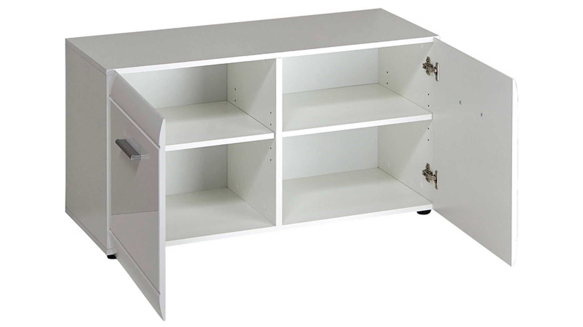 Garderobenbank Germania aus Holz in Weiß Garderobenbank Adana als Dielenmöbel weiße Hochglanzfronten & Kunststoffoberflächen - Breite ca. 96 cm