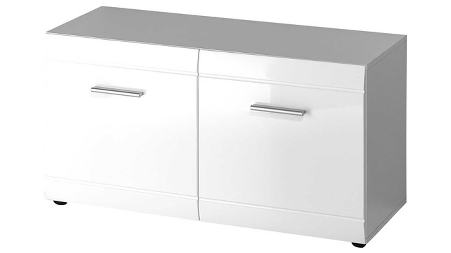 Garderobenbank Germania i.i. aus Holz in Weiß Garderobenbank Adana als Dielenmöbel weiße Hochglanzfronten & Kunststoffoberflächen - Breite ca. 96 cm