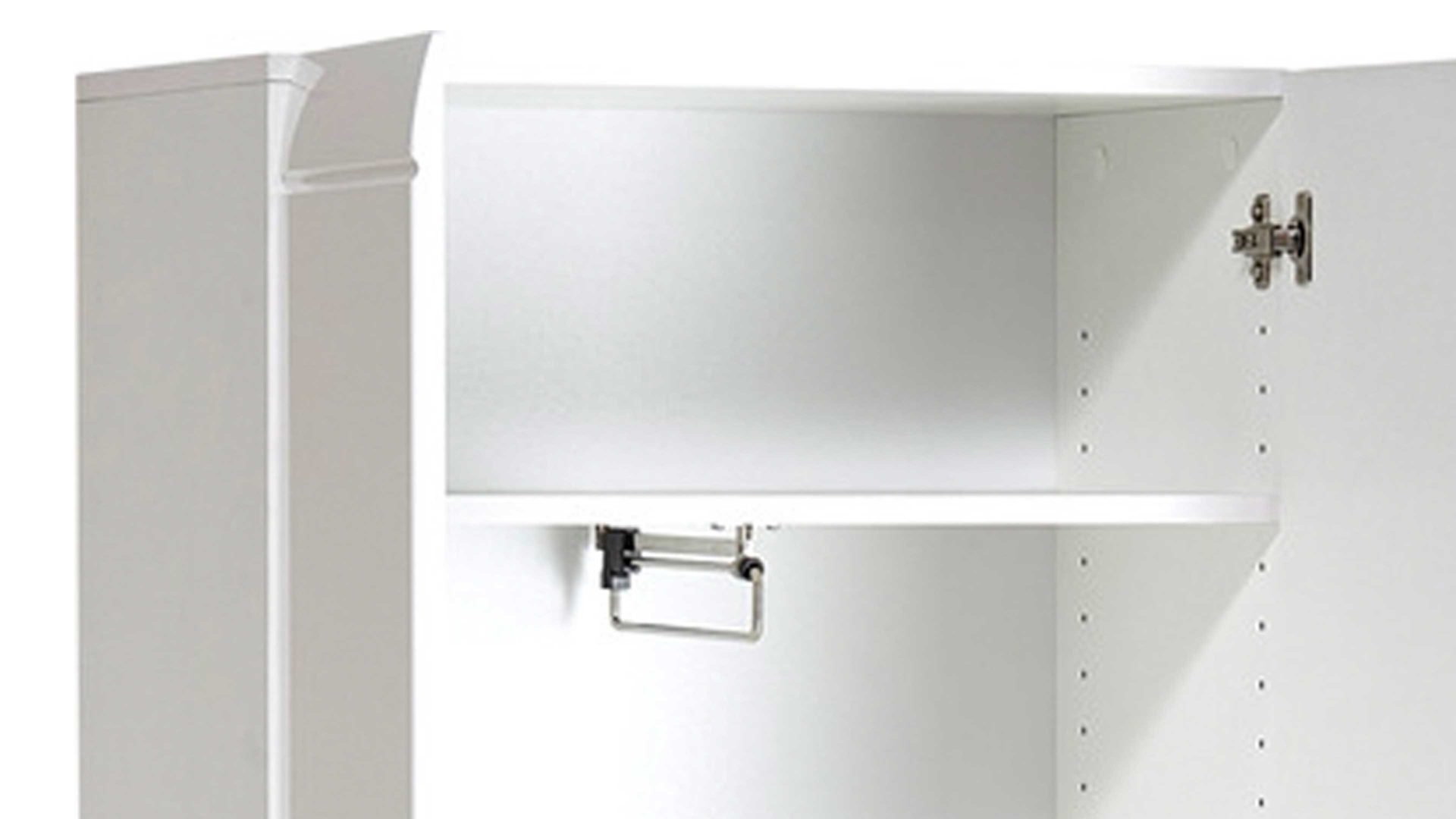 Garderobenschrank Germania aus Holz in Weiß Garderobenschrank Adana als Dielenmöbel weiße Hochglanzfronten & Kunststoffoberflächen - zwei Türen