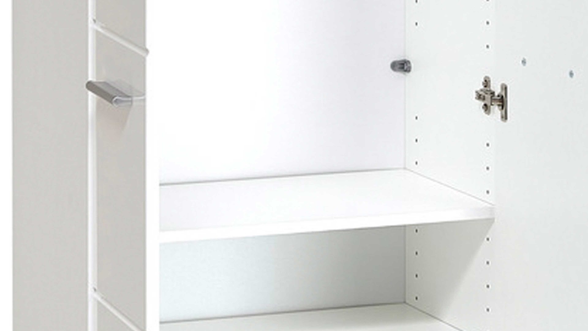 Garderobenschrank Germania aus Holz in Weiß Garderobenschrank Adana als Dielenmöbel weiße Hochglanzfronten & Kunststoffoberflächen - zwei Türen