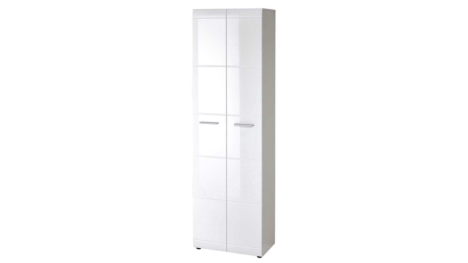 Garderobenschrank Germania aus Holz in Weiß Garderobenschrank Adana als Dielenmöbel weiße Hochglanzfronten & Kunststoffoberflächen - zwei Türen