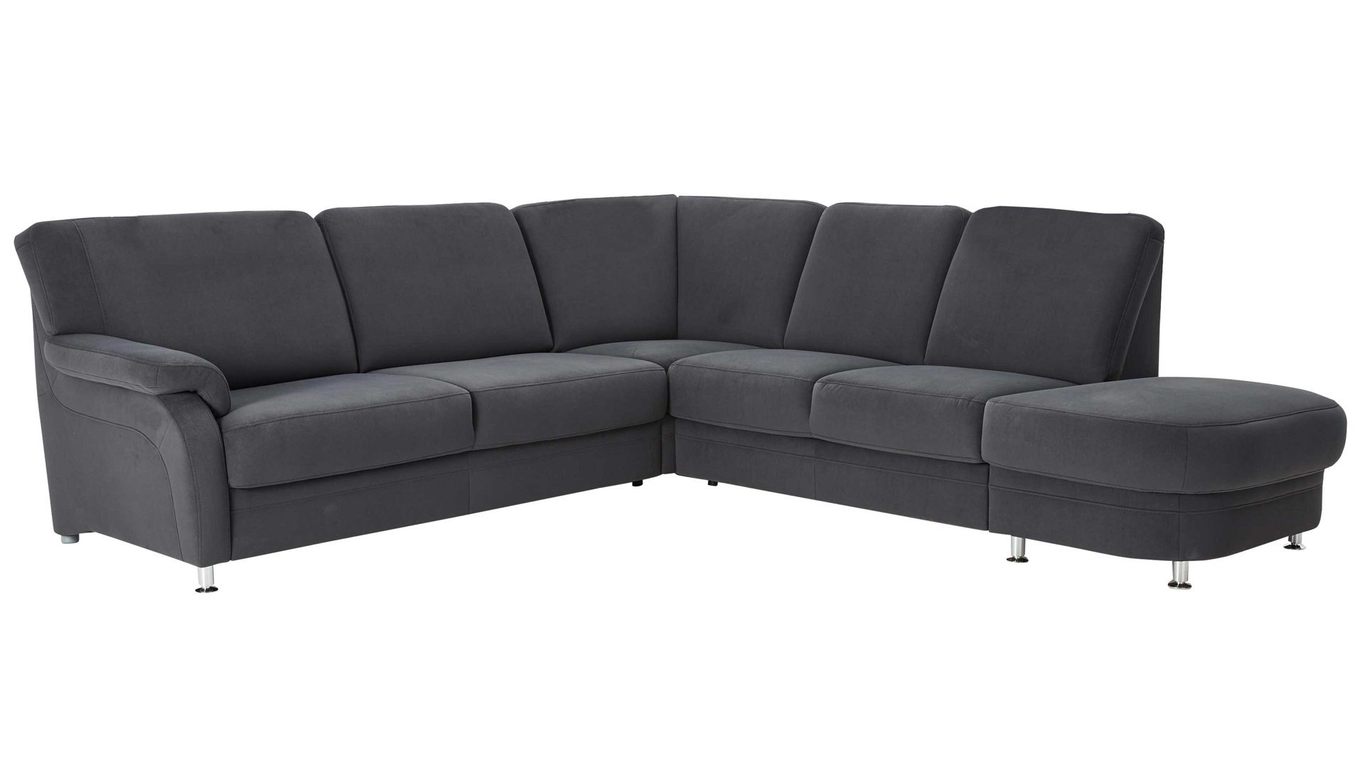 Ecksofa modulmaster aus Stoff in Anthrazit Modulmaster MM-ZE1004 - Ecksofa anthrazitfarbener CleverCleanbezug & Metallfüße – Stellmaß ca. 254 x 272 cm