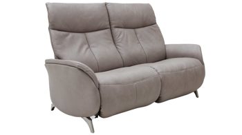Dreisitzer Interliving aus Leder in Grau Interliving Sofa Serie 4211 – Dreisitzer titanfarbenes LongLife-Leder & Edelstahlfüße – Länge ca. 197 cm