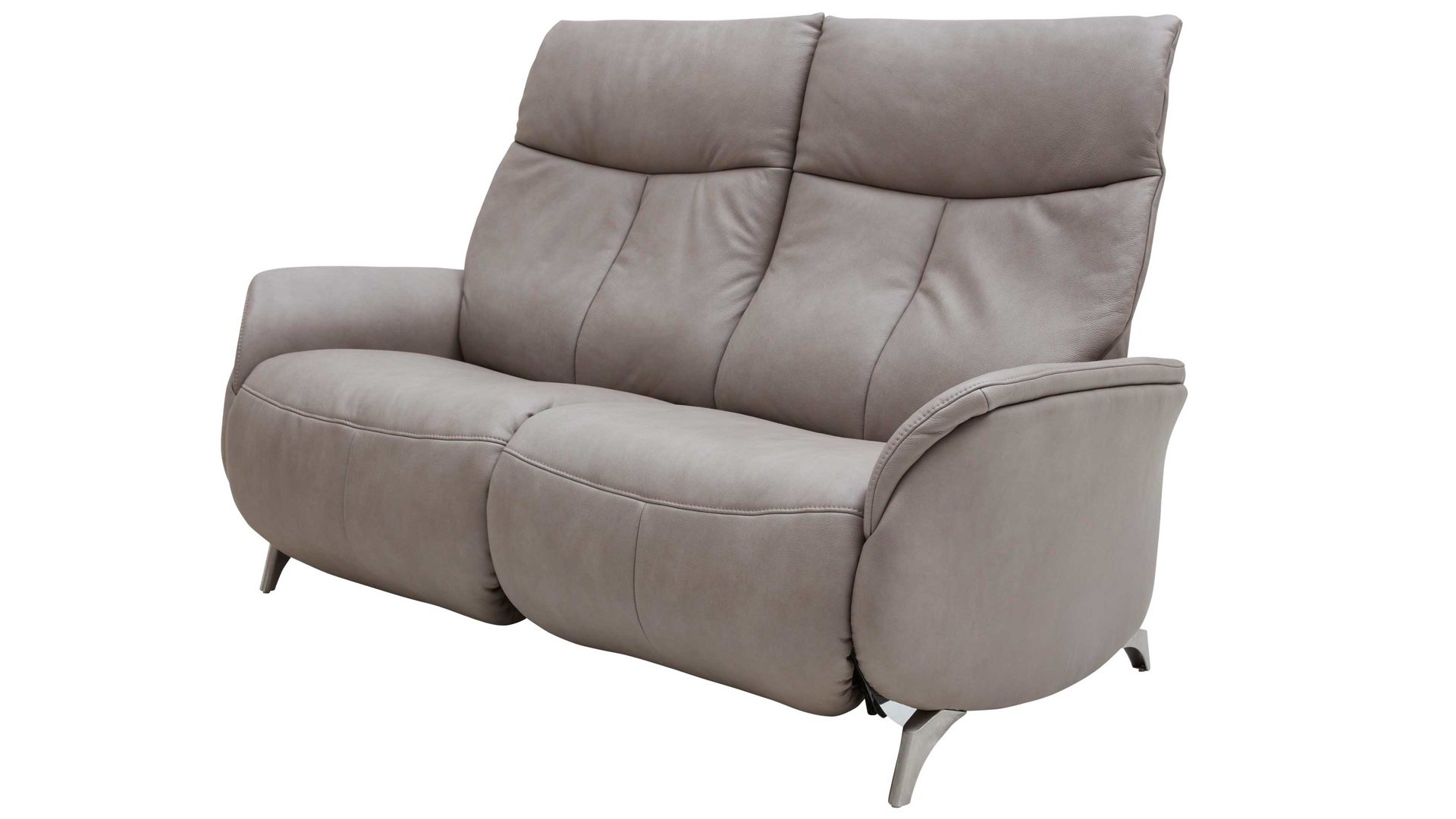 Zweisitzer Interliving aus Leder in Grau Interliving Sofa Serie 4211 – Zweisitzer 10H titanfarbenes LongLife-Leder & Edelstahlfüße – Länge ca. 140 cm