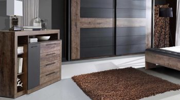 Sideboard Forte® aus Holz in Holzfarben Sideboard Bellevue Schwarzeiche & Schlamm – eine Tür, vier Schubaden